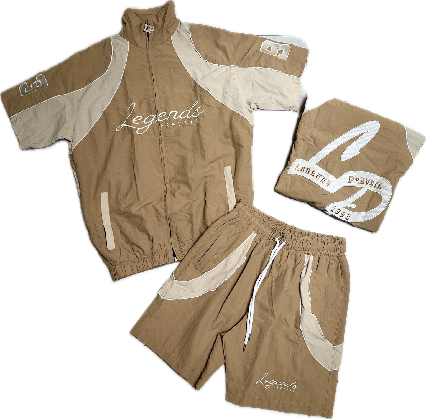 Lp Tan Crinkle Short Set
