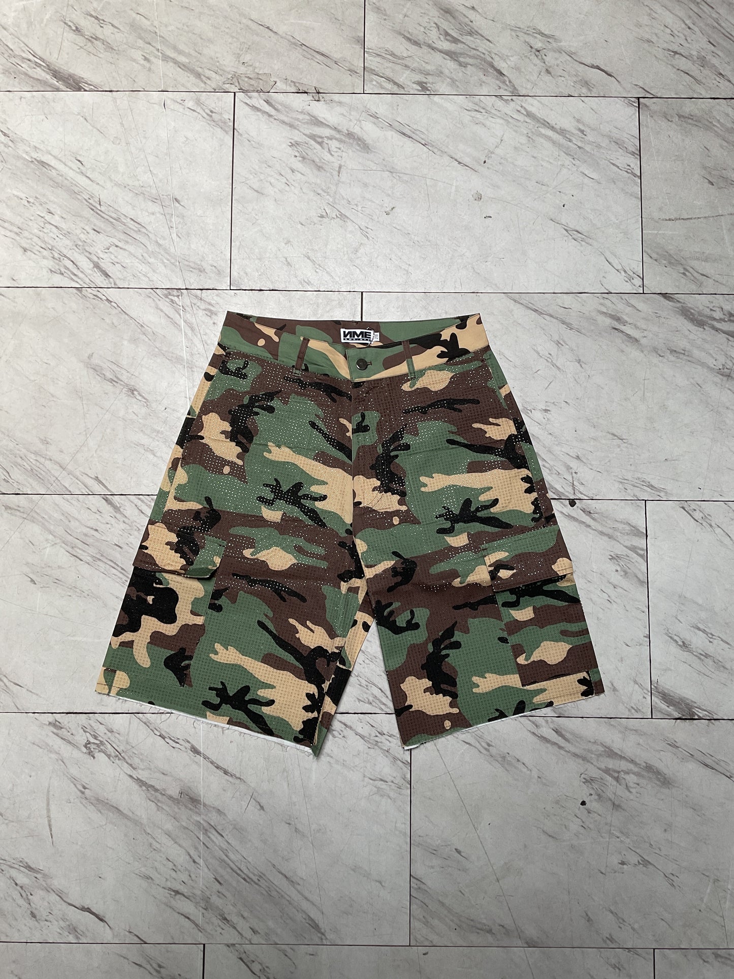 NME Camo Rhinestone Shorts