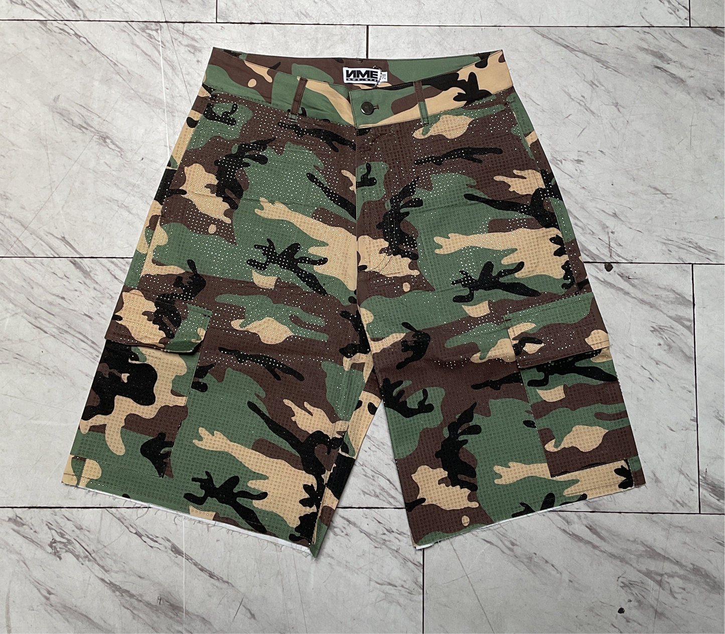 NME Camo Rhinestone Shorts