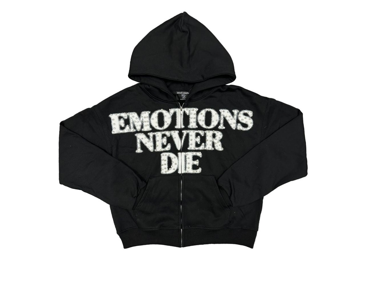 Mixed Emotion Black End Rhinestone Hoodie