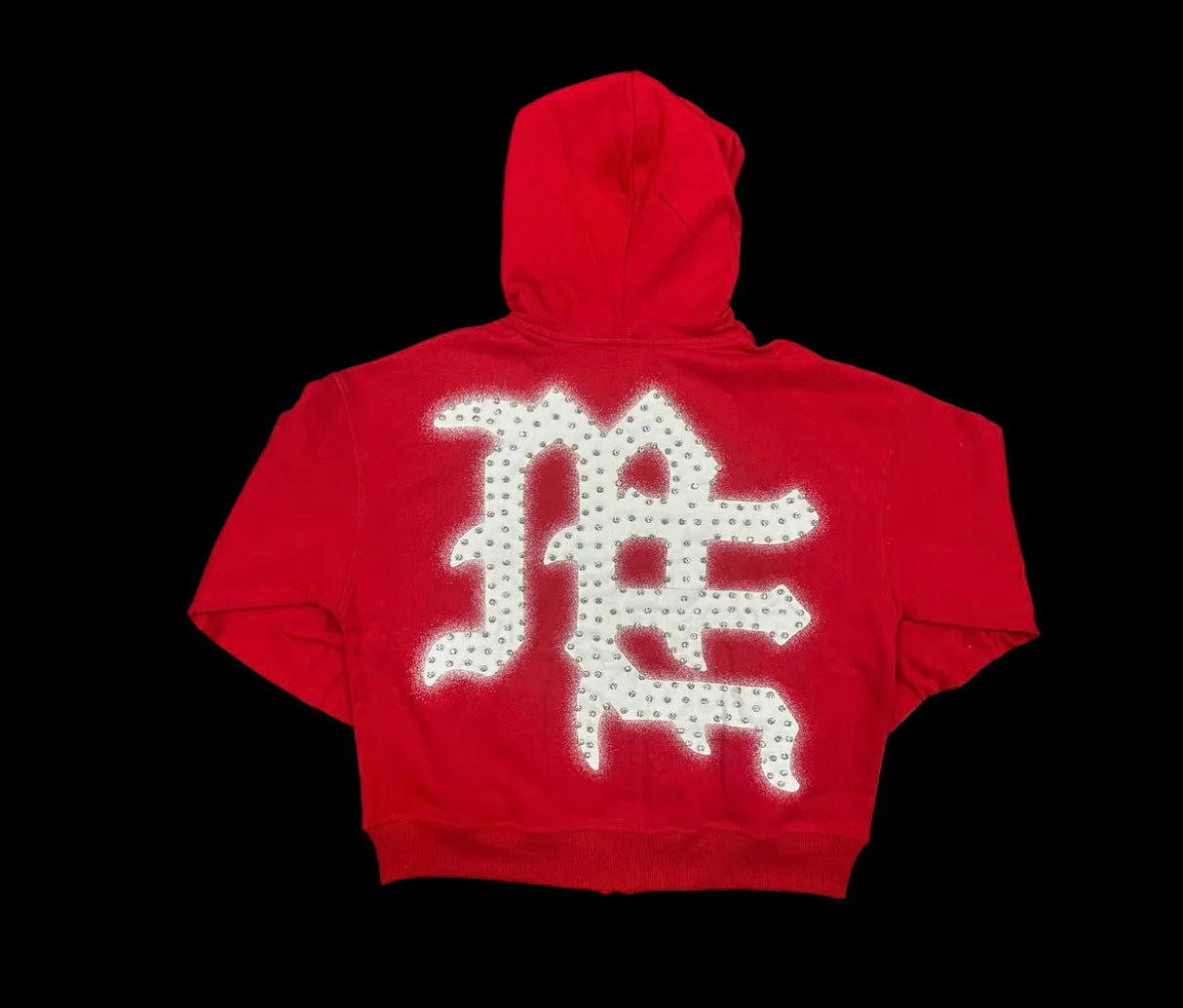 Mixed Emotion Red End Rhinestone Hoodie