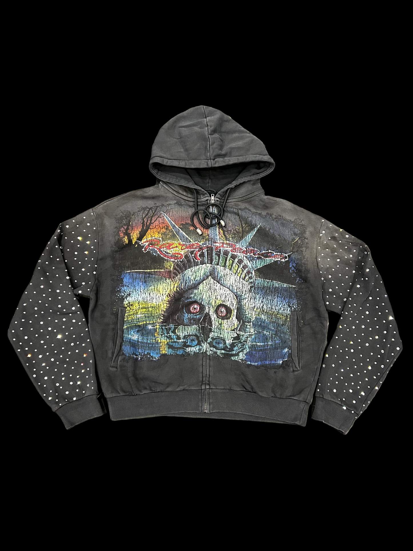 Rare Peace Rhinestone Zip Up