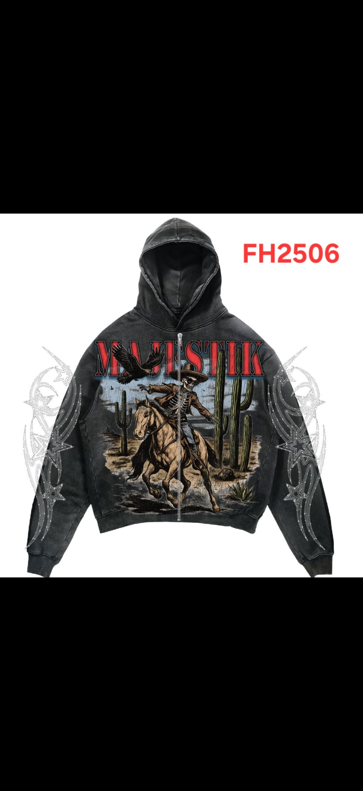 Majestik Black Cowboy Zip Up