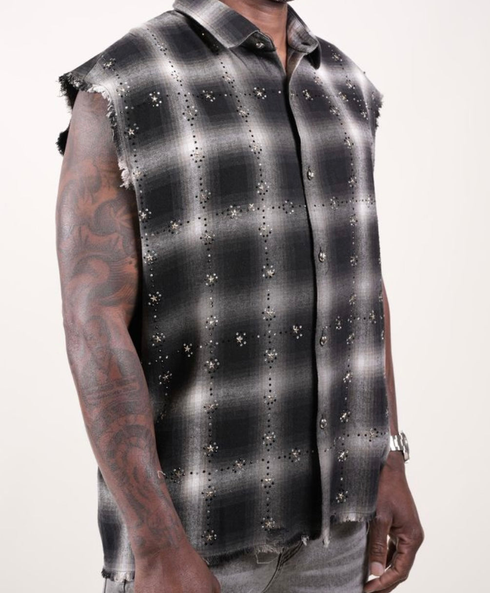 Rhinestone Flannel Black