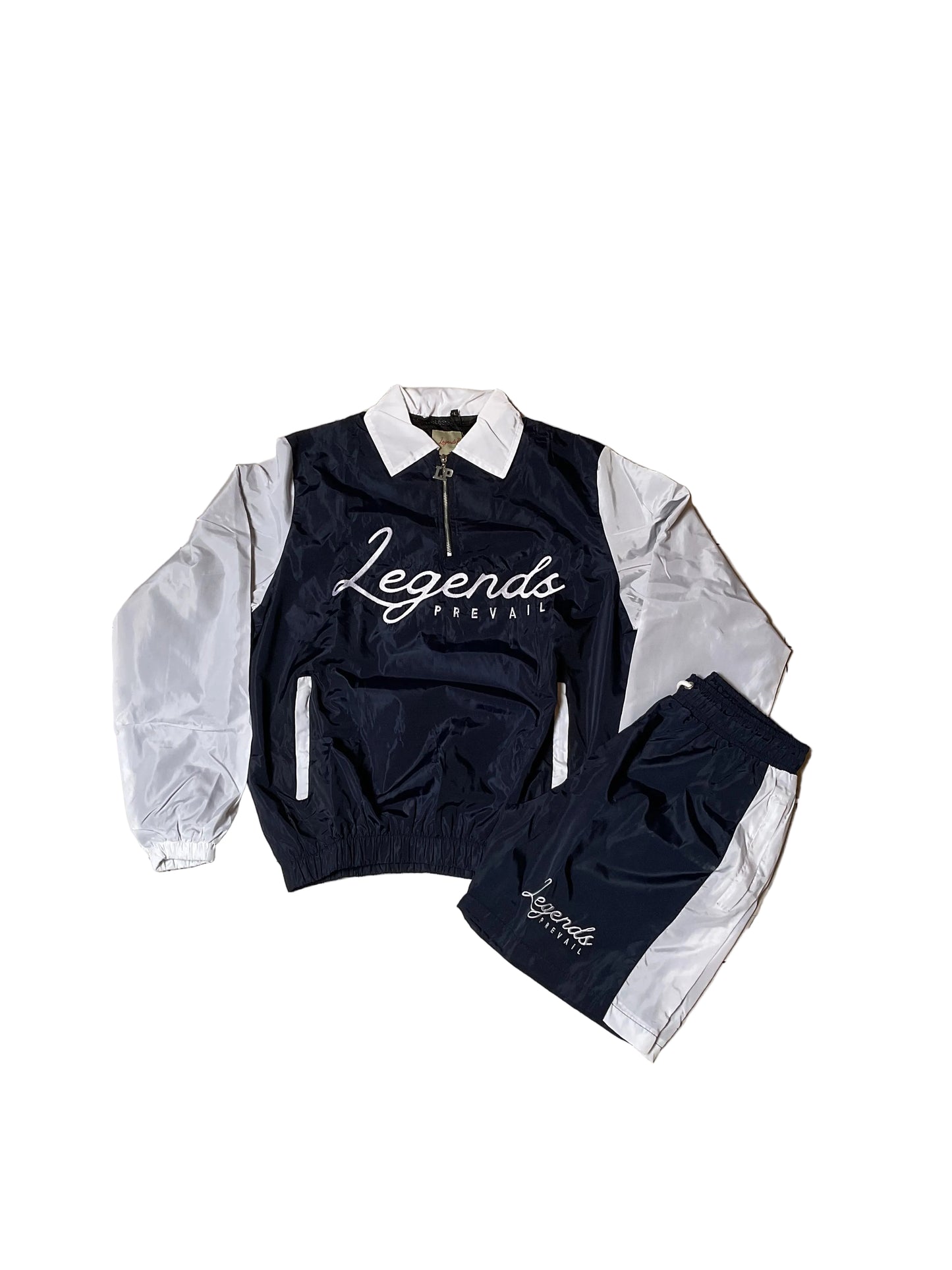 Legends Prevail LS Windbreaker Short Set (Navy/ White)