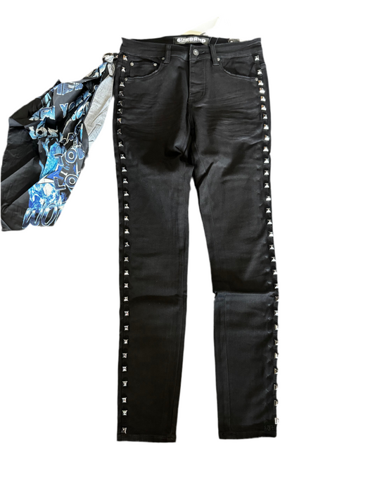 Black Studded Denim