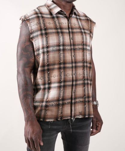 Rhinestone Flannel Tan
