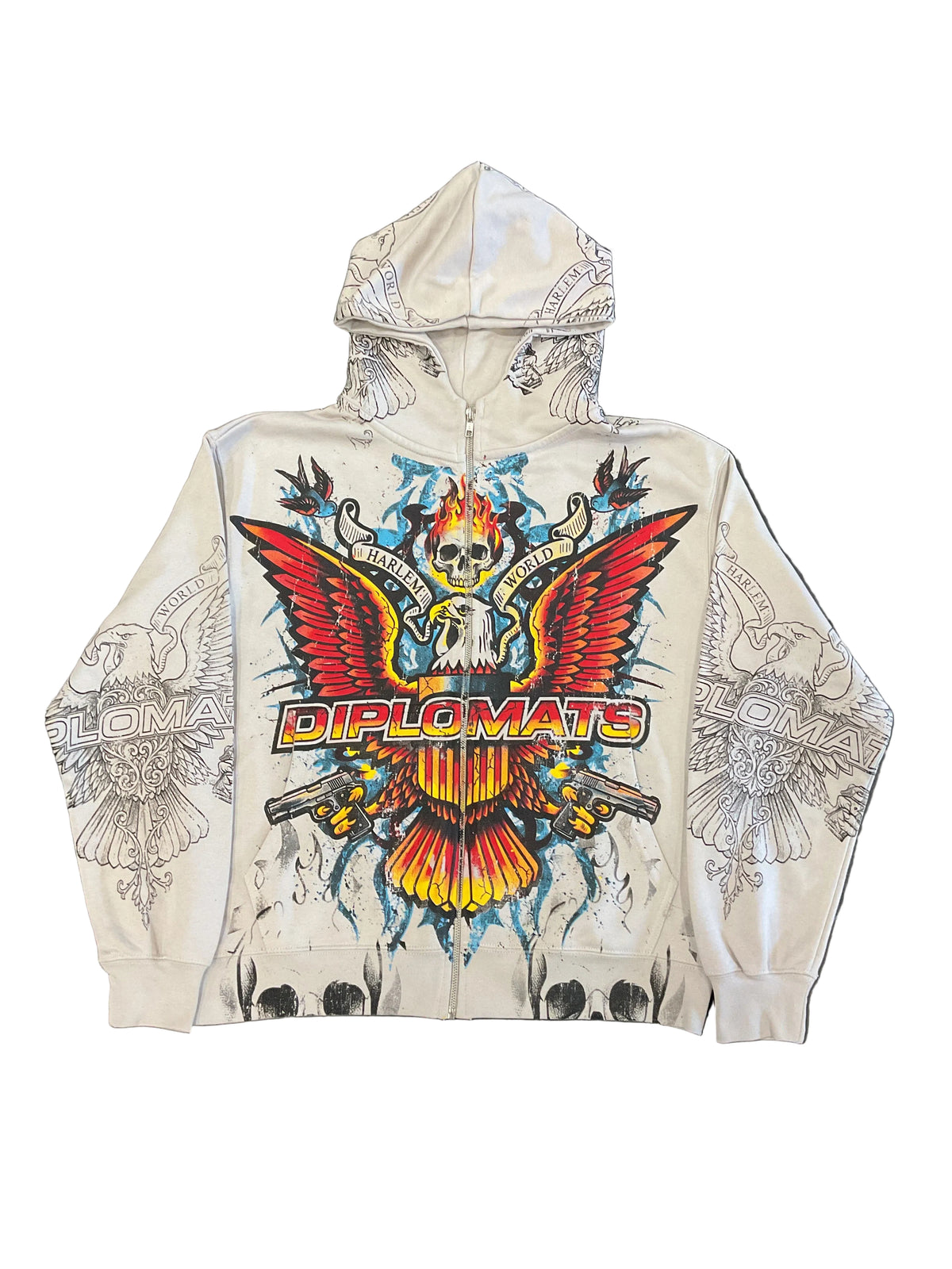 Diplomats skull gang grey zip up