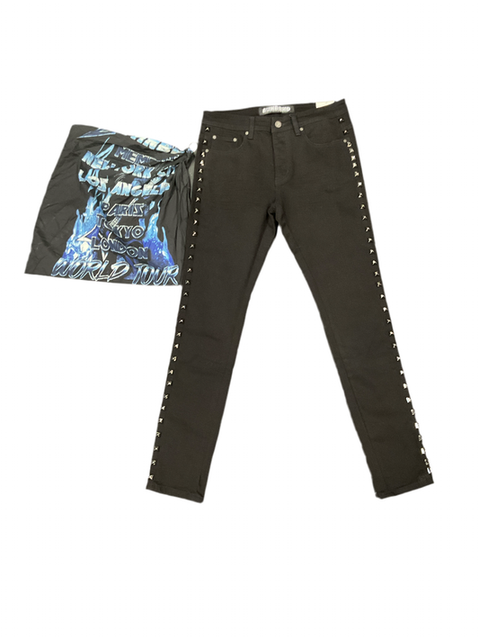 6TH Bro Black Studded Skinny Denim