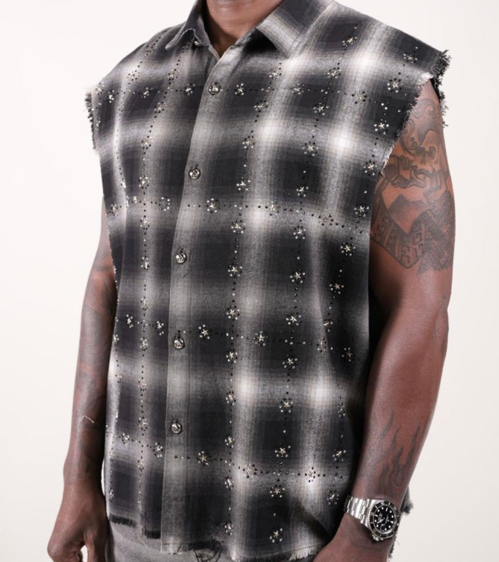 Rhinestone Flannel Black