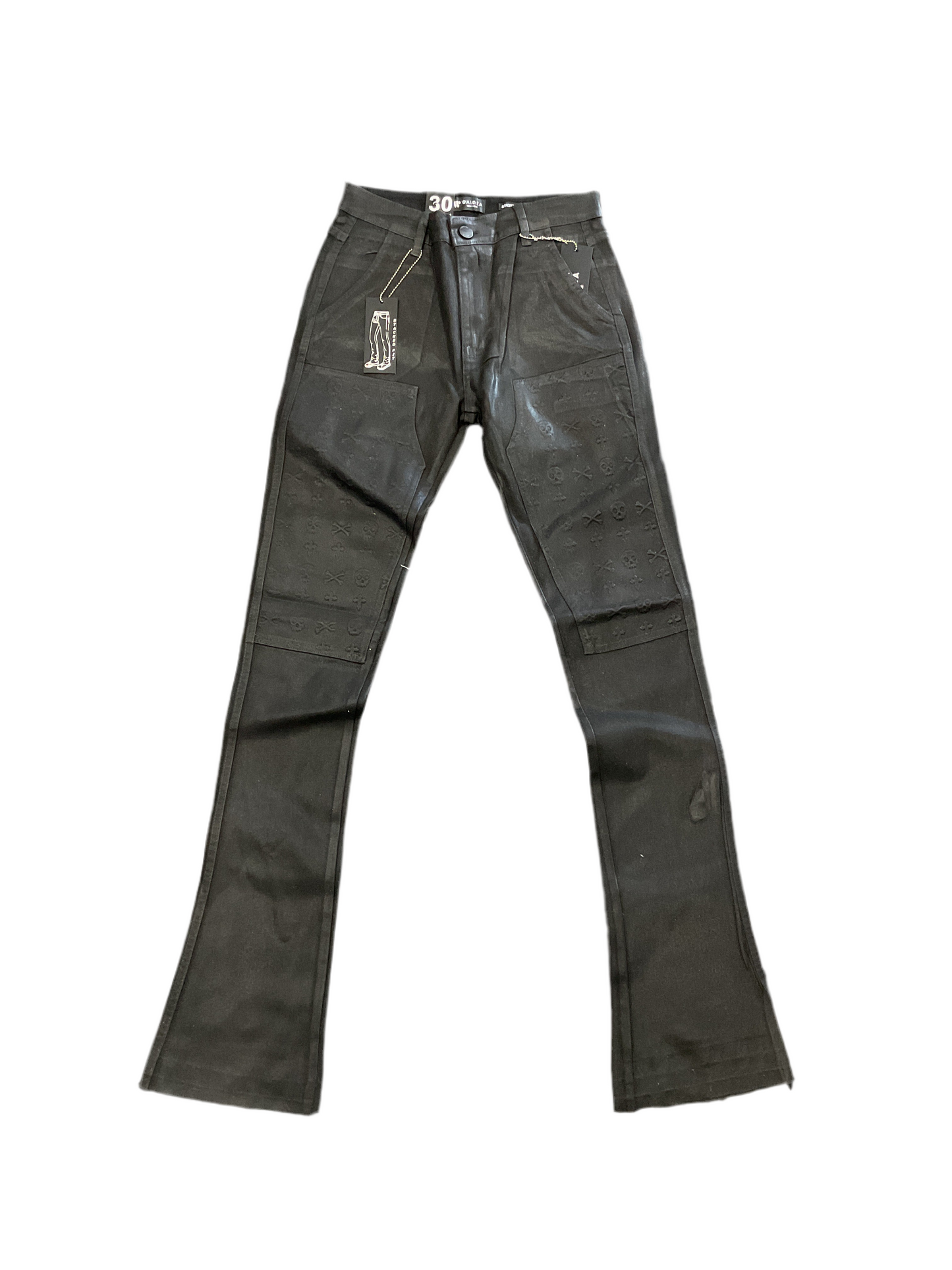 Waimea Jet Black Waxed Stacked Jeans