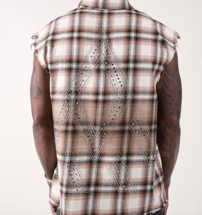 Rhinestone Flannel Tan