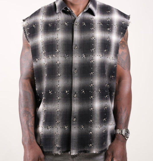 Rhinestone Flannel Black