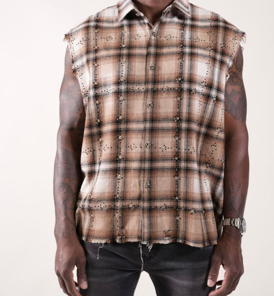 Rhinestone Flannel Tan