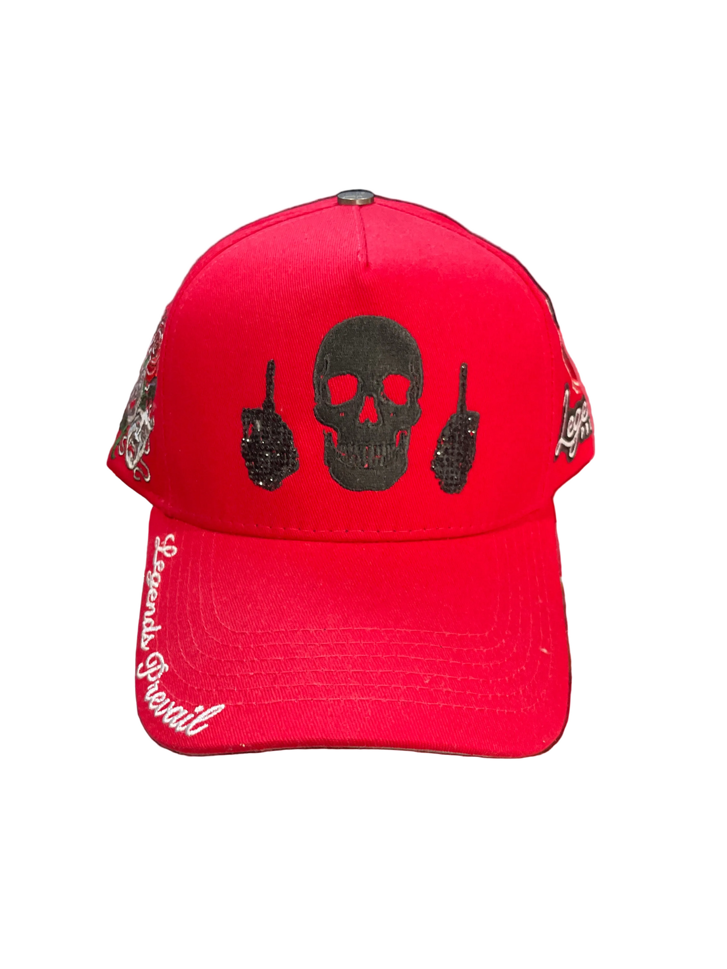 Legends Prevail Skull Red Hat