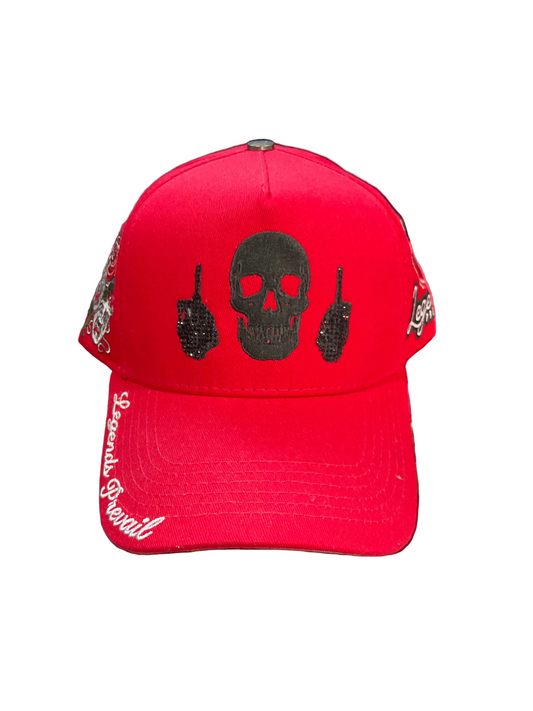Legends Prevail Skull Red Hat