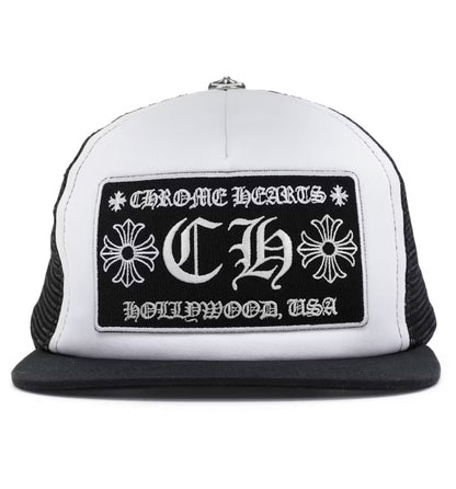 Chrome Hearts Fuck Hollywood White Black Trucker Cap
