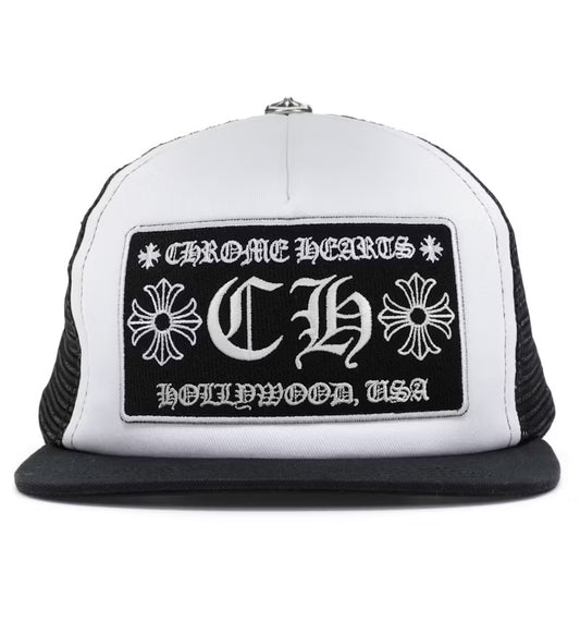 Chrome Hearts Fuck Hollywood White Black Trucker Cap