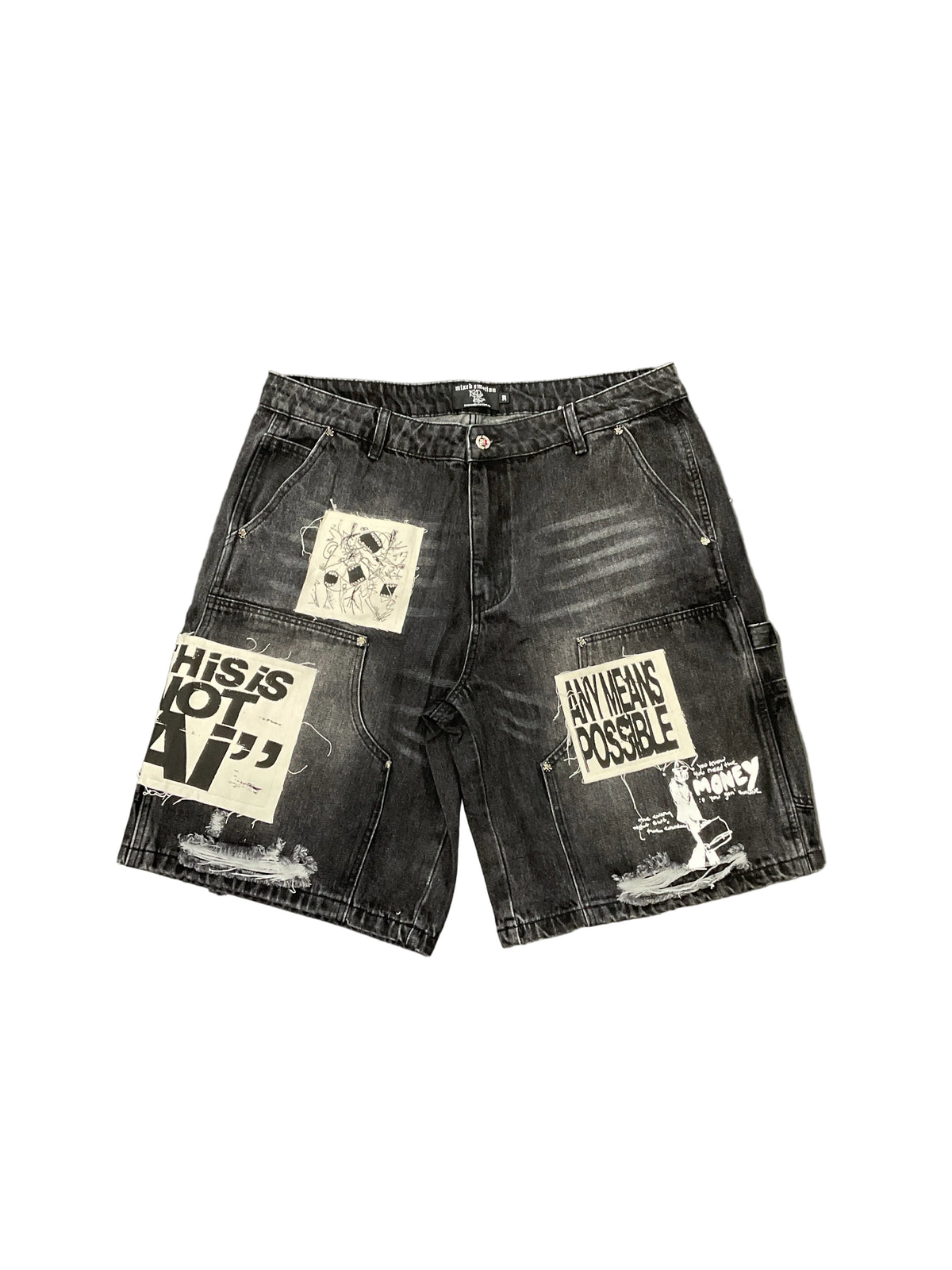 Mixed Emotion Denim Shorts (Black)