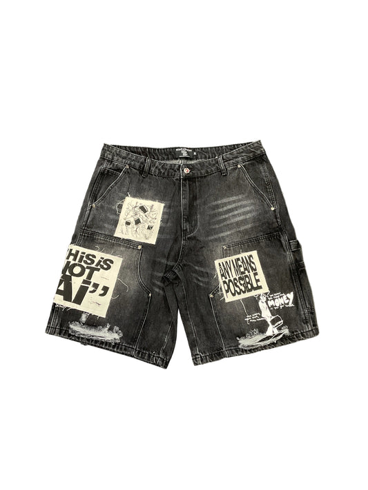 Mixed Emotion Denim Shorts (Black)