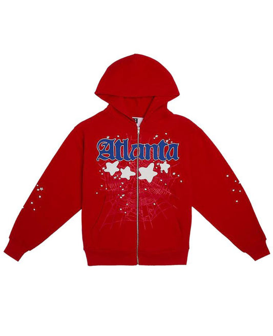 Spider Atlanta Zip up Hoodie Red