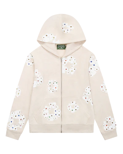 Denim Tears Cream Rhinestone Hoodie