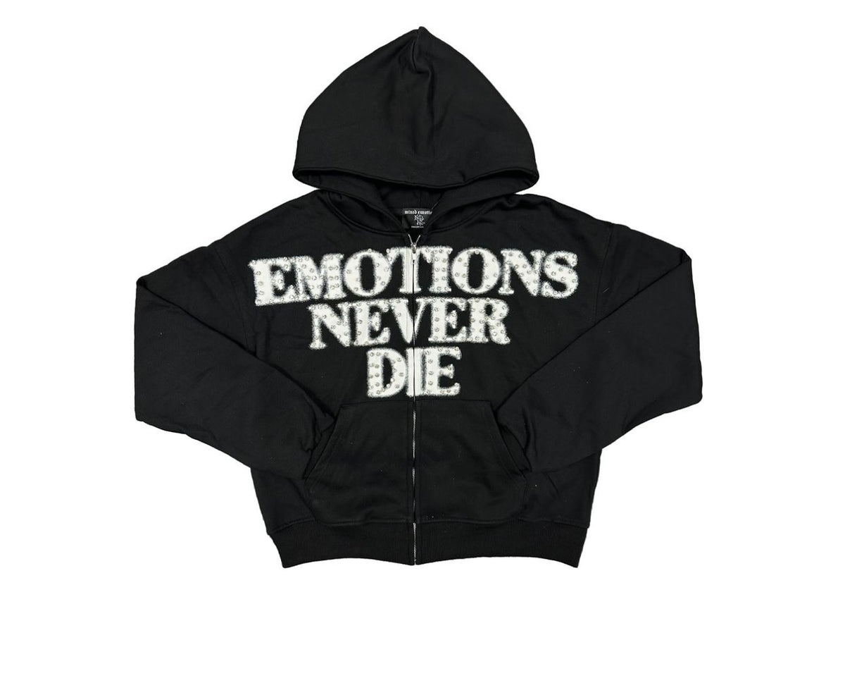 Mixed Emotion Black End Rhinestone Hoodie