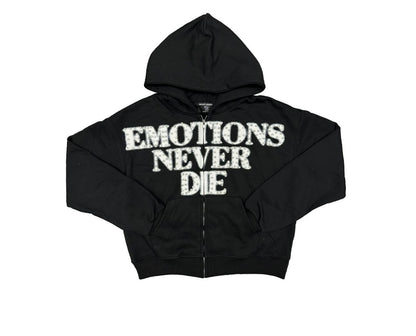 Mixed Emotion Black End Rhinestone Hoodie