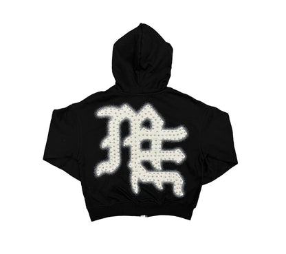 Mixed Emotion Black End Rhinestone Hoodie