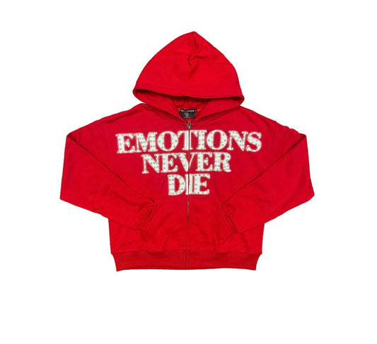 Mixed Emotion Red End Rhinestone Hoodie