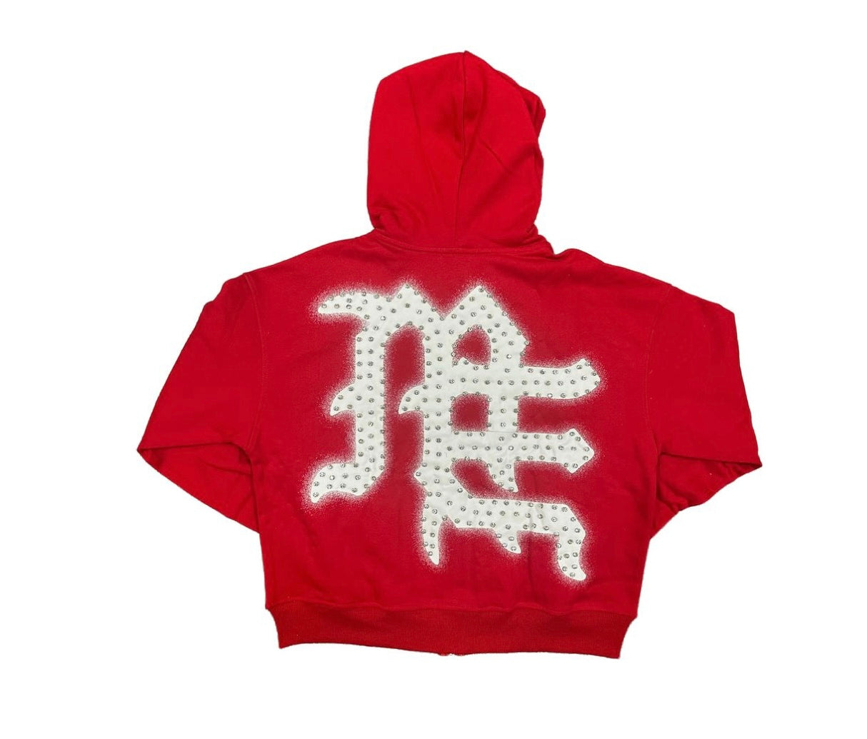 Mixed Emotion Red End Rhinestone Hoodie