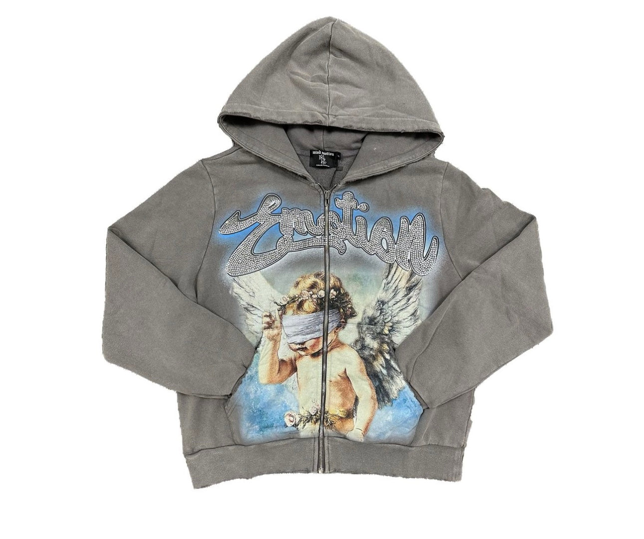 Mixed Emotion Grey Rhinestone Hoodie
