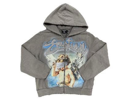 Mixed Emotion Grey Rhinestone Hoodie