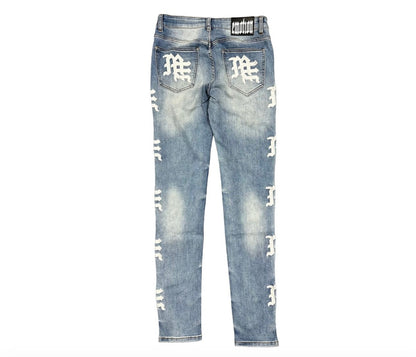 Mixed Emotion Monogram Blue Denim