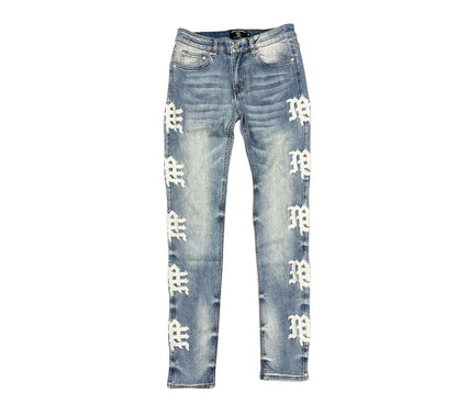 Mixed Emotion Monogram Blue Denim