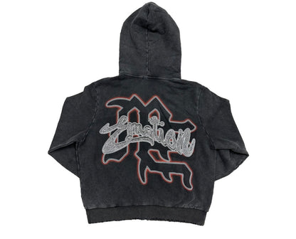 Mixed Emotion Acid Wash Rhinestone Hoodie