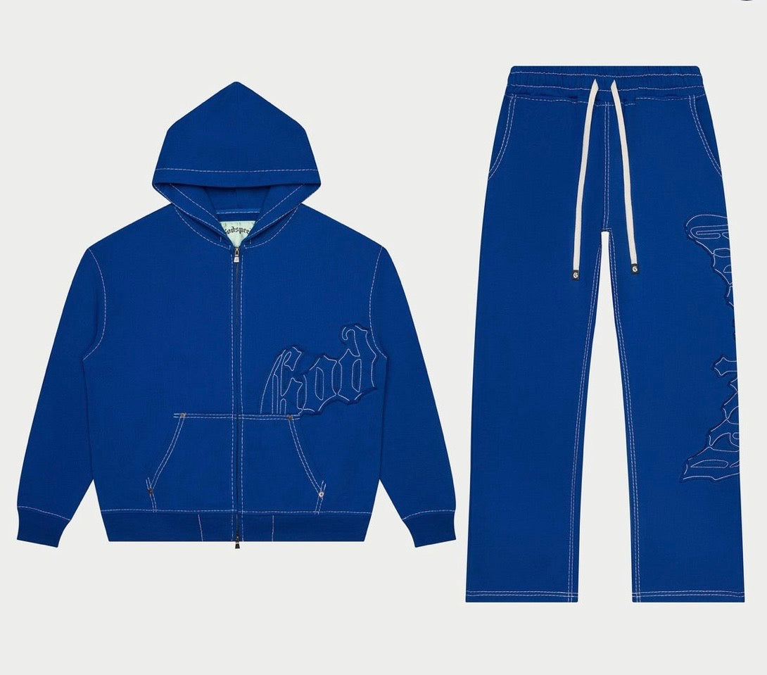 Godspeed Stitched Blue Logo Sweatsuit