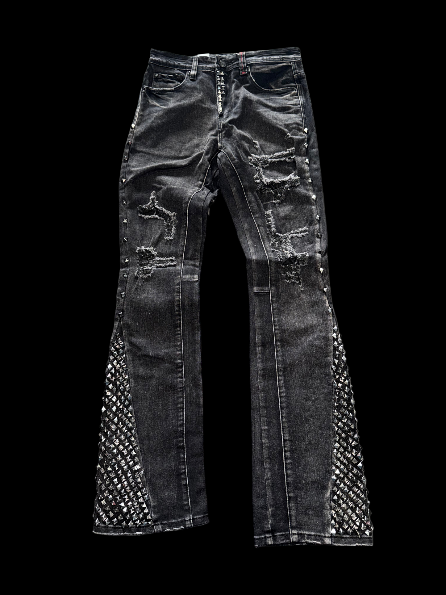 Preme Black Flared Stud Jeans