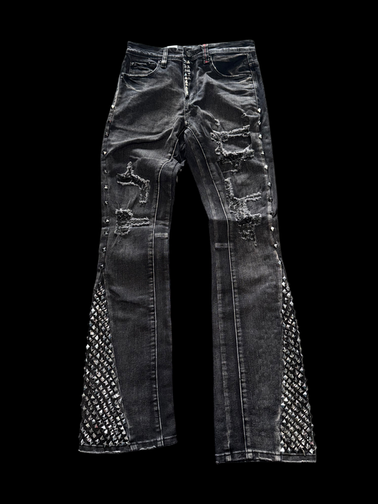 Preme Black Flared Stud Jeans