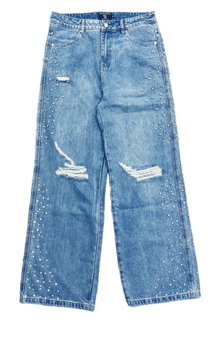 Mixed Emotion Blue Stone Baggy Jeans