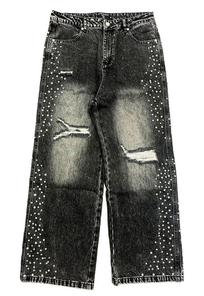 Mixed Emotion Grey Stone Baggy Jeans