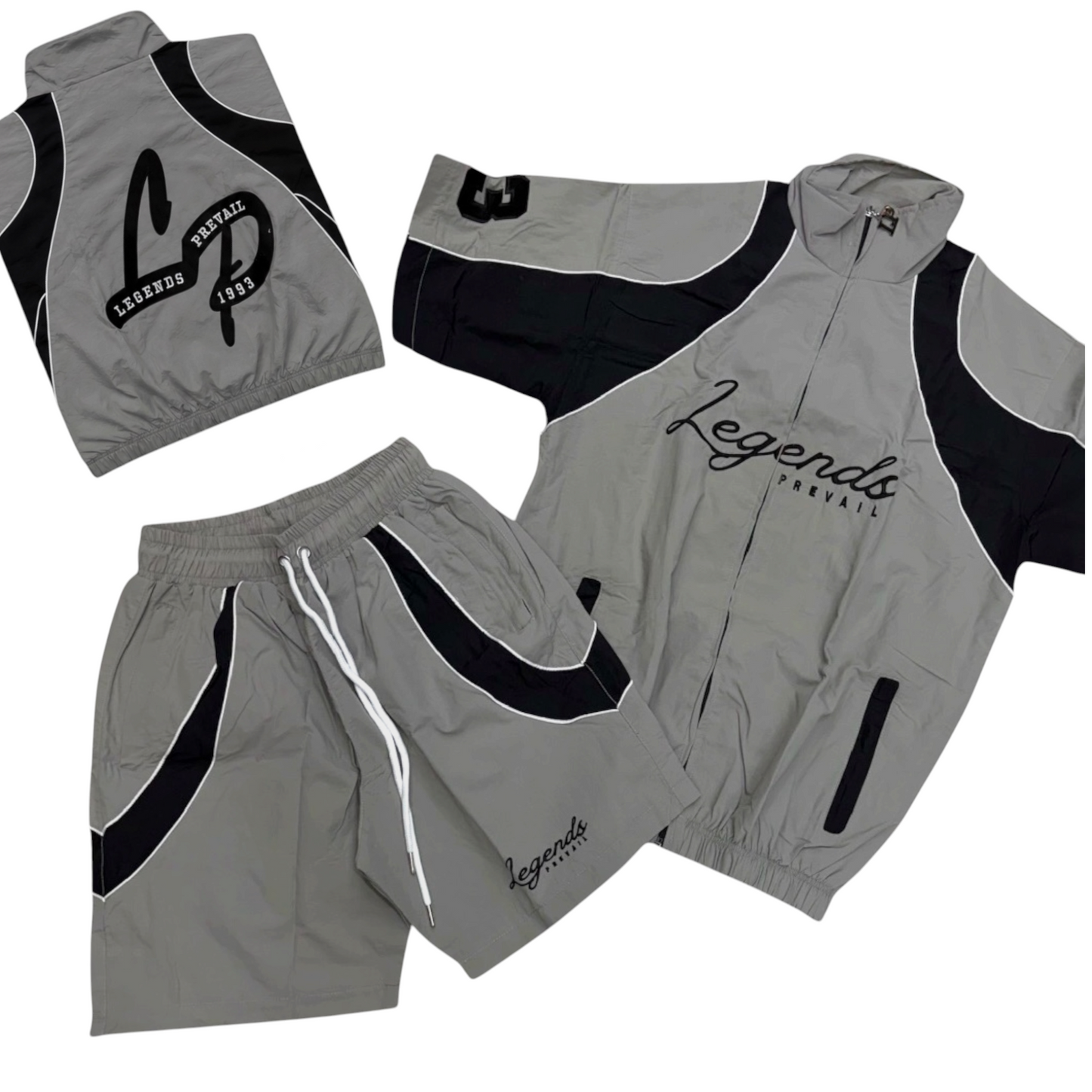 Lp Grey Black Crinkle Short Set