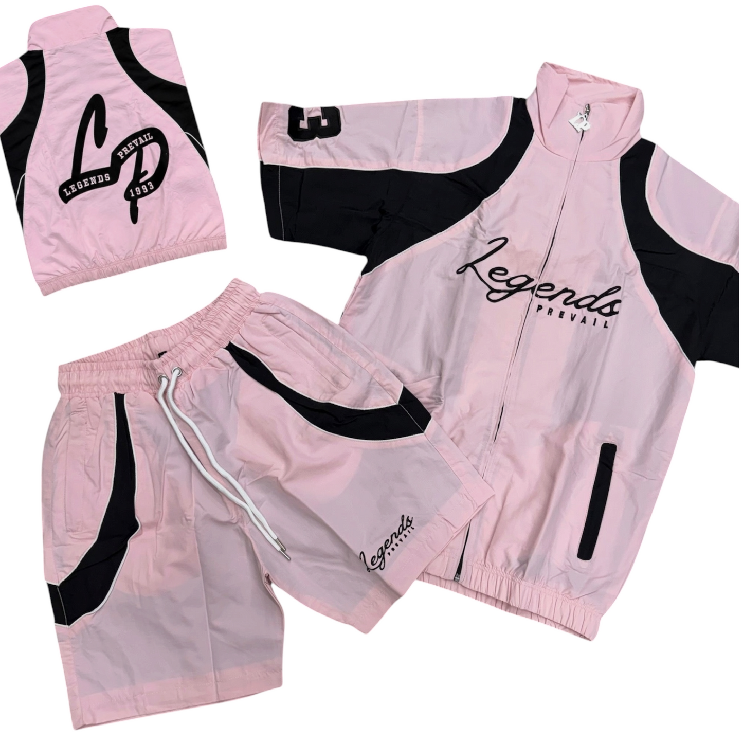 Lp Pink Black Crinkle Short Set