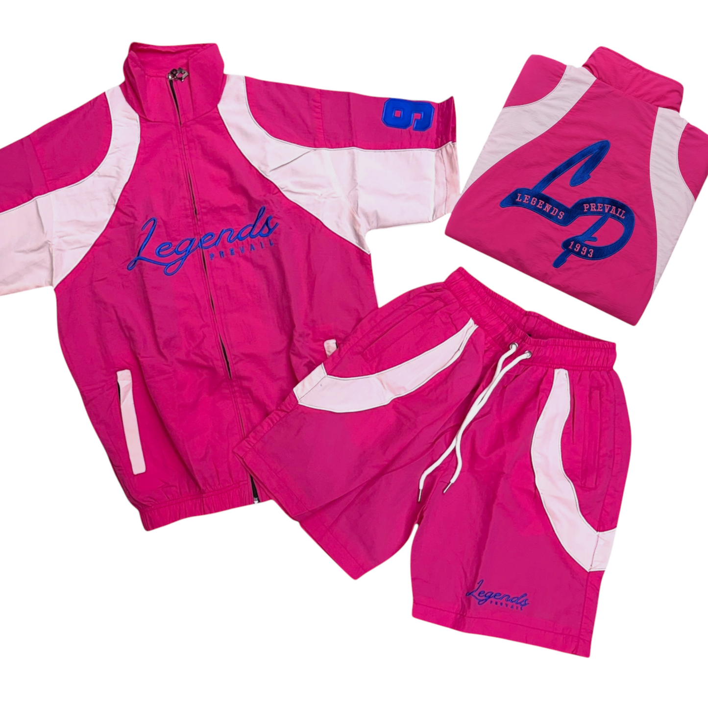 Lp Hot Pink Blue Crinkle Short Set