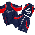 Lp Navy Blue Red Crinkle Short Set