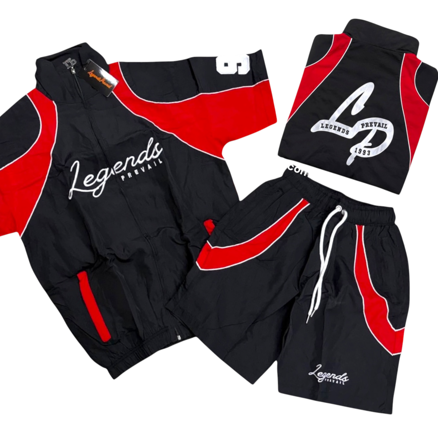 Lp Black Red Crinkle Short Set