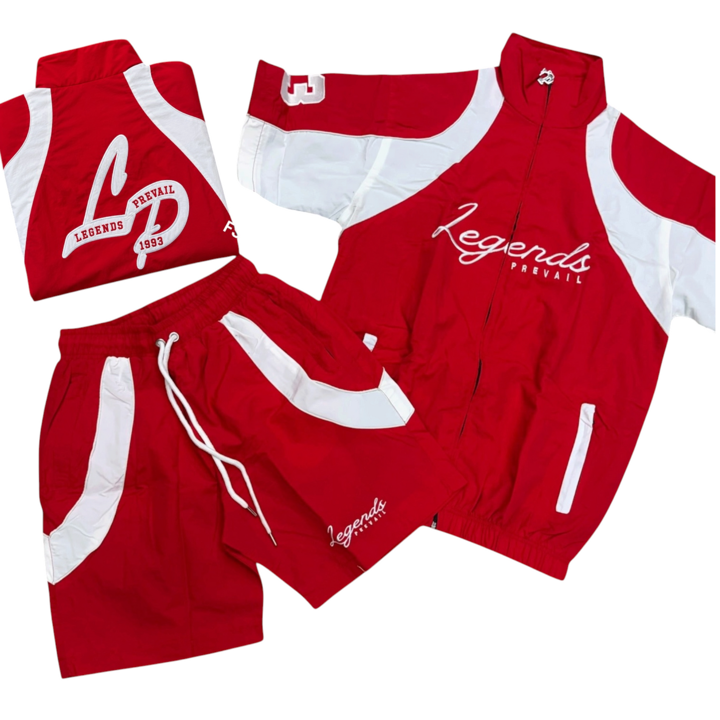 Lp Red White Crinkle Short Set