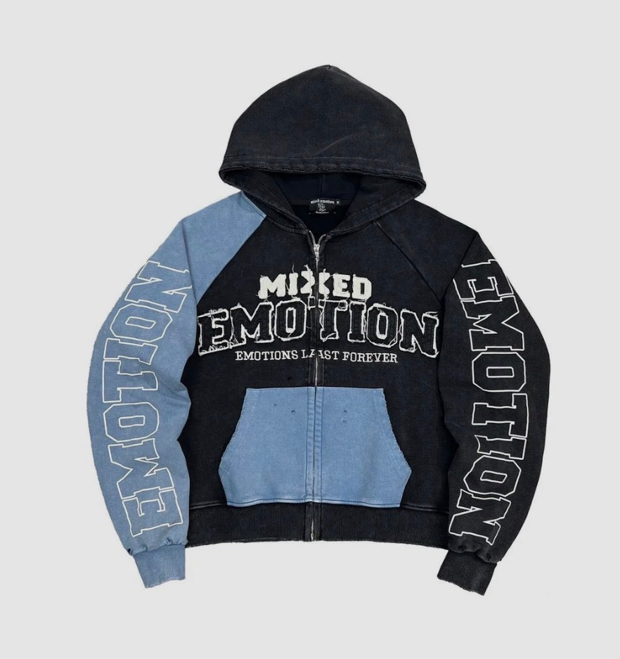 Mixed Emotion Blue Split Decision Hoodie