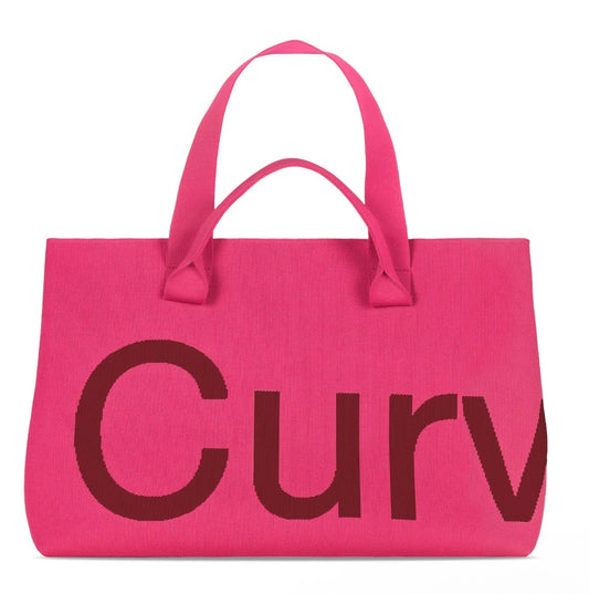 Curves Two Tone Knit Tote Bag (Merlot/Rose)