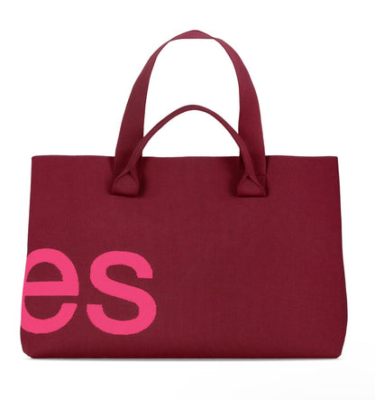 Curves Two Tone Knit Tote Bag (Merlot/Rose)